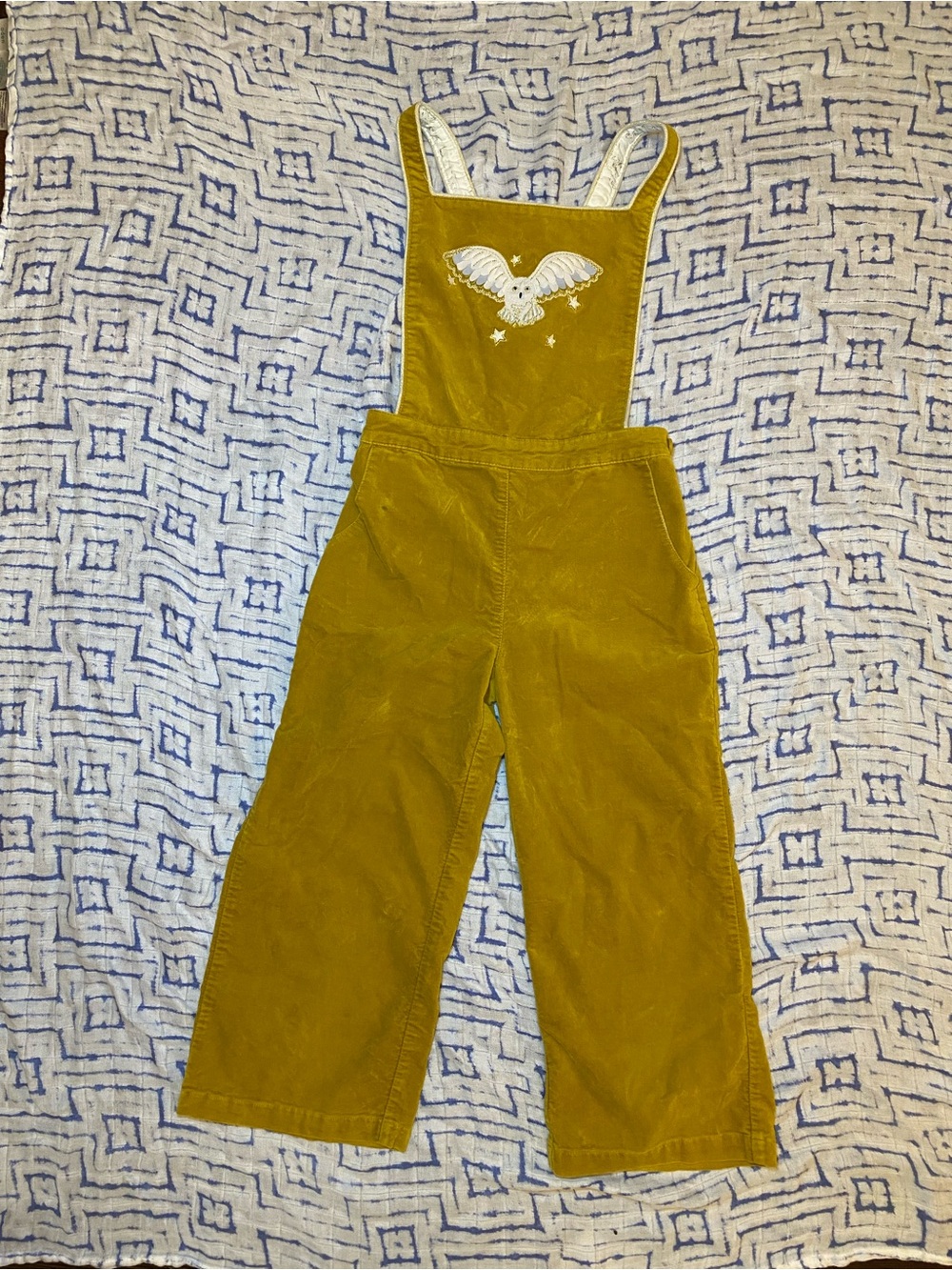 VGUC Mini Boden x Harry Potter Velvet Overalls w/ Hedwig the Owl Embroidered